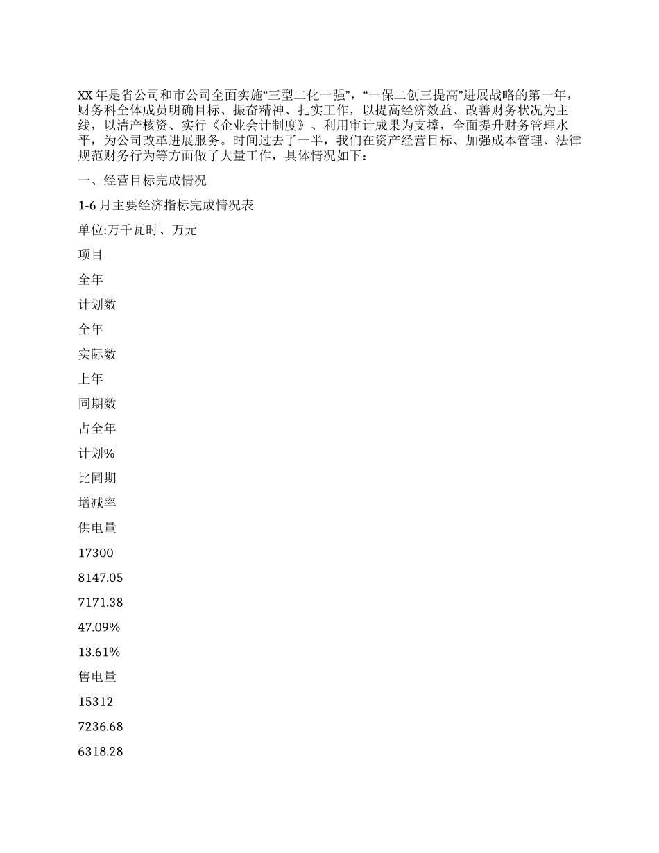 XX上半年财务总结_第1页