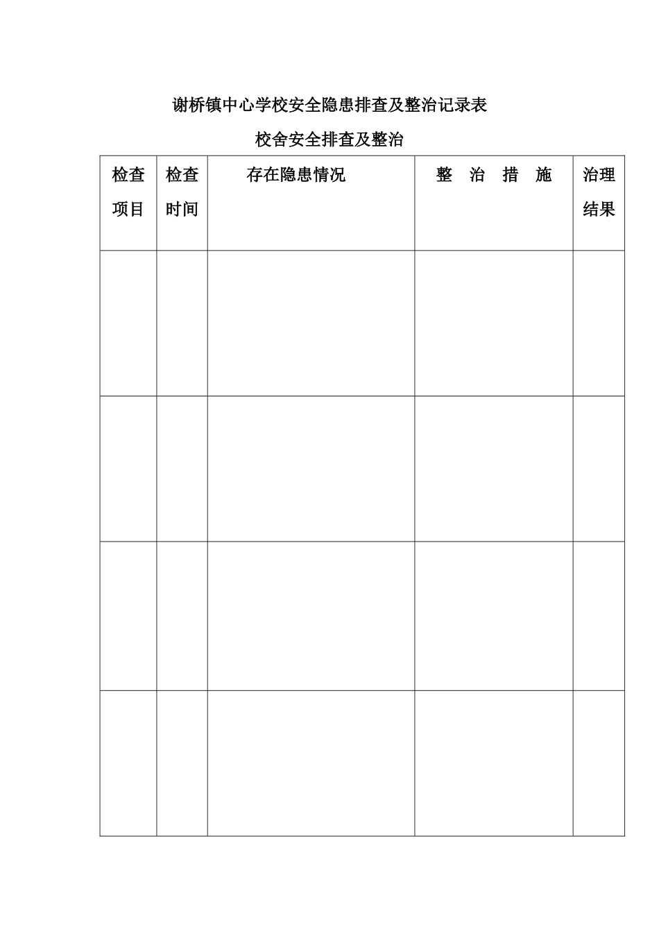 XX中心学校安全隐患排查及整治记录表1_第2页