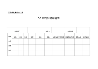 xx公司招聘申请表