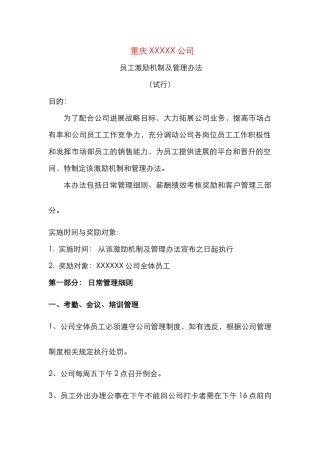 XX公司激励机制