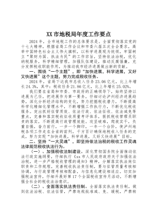 XX市地税局年度工作要点