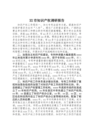 XX市知识产权调研报告