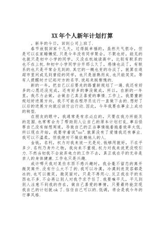 XX年个人新年计划打算