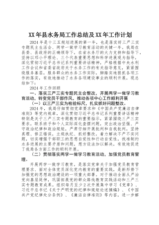 XX年县水务局工作总结及XX年工作计划