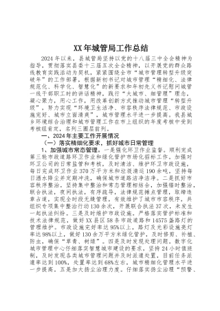 XX年城管局工作总结 