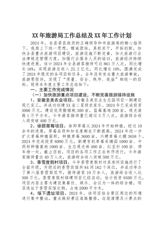 XX年旅游局工作总结及XX年工作计划 