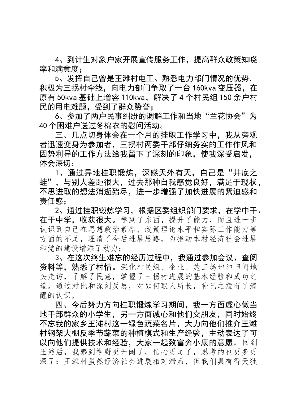 XX年村党支部书记挂职锻炼学习工作总结_第2页