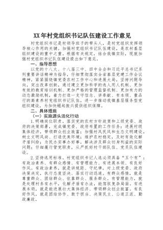 XX年村党组织书记队伍建设工作意见