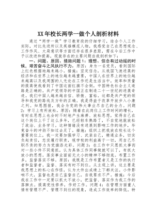 XX年校长两学一做个人剖析材料
