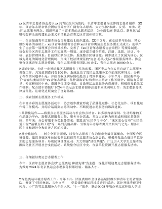 XX年青年志愿者工作总结