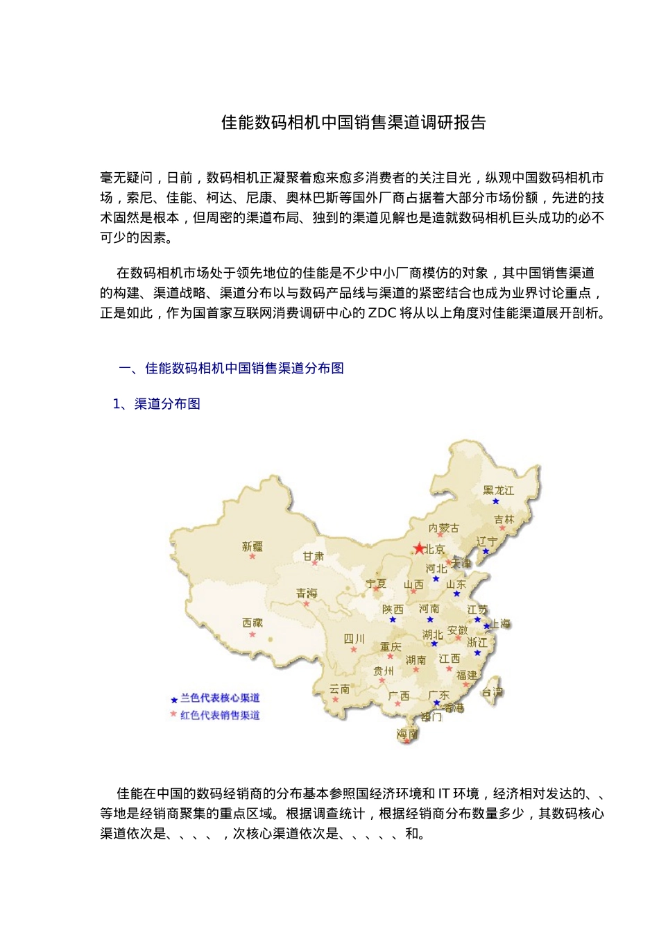 xx数码相机销售渠道调研报告范本_第1页