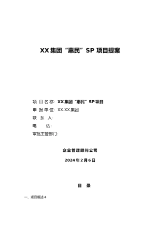 XX集团“惠民”SP 项目提案
