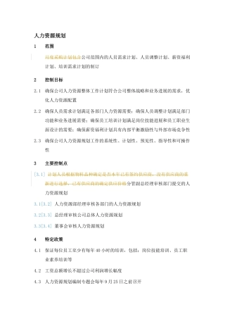 XX集团人力资源规划