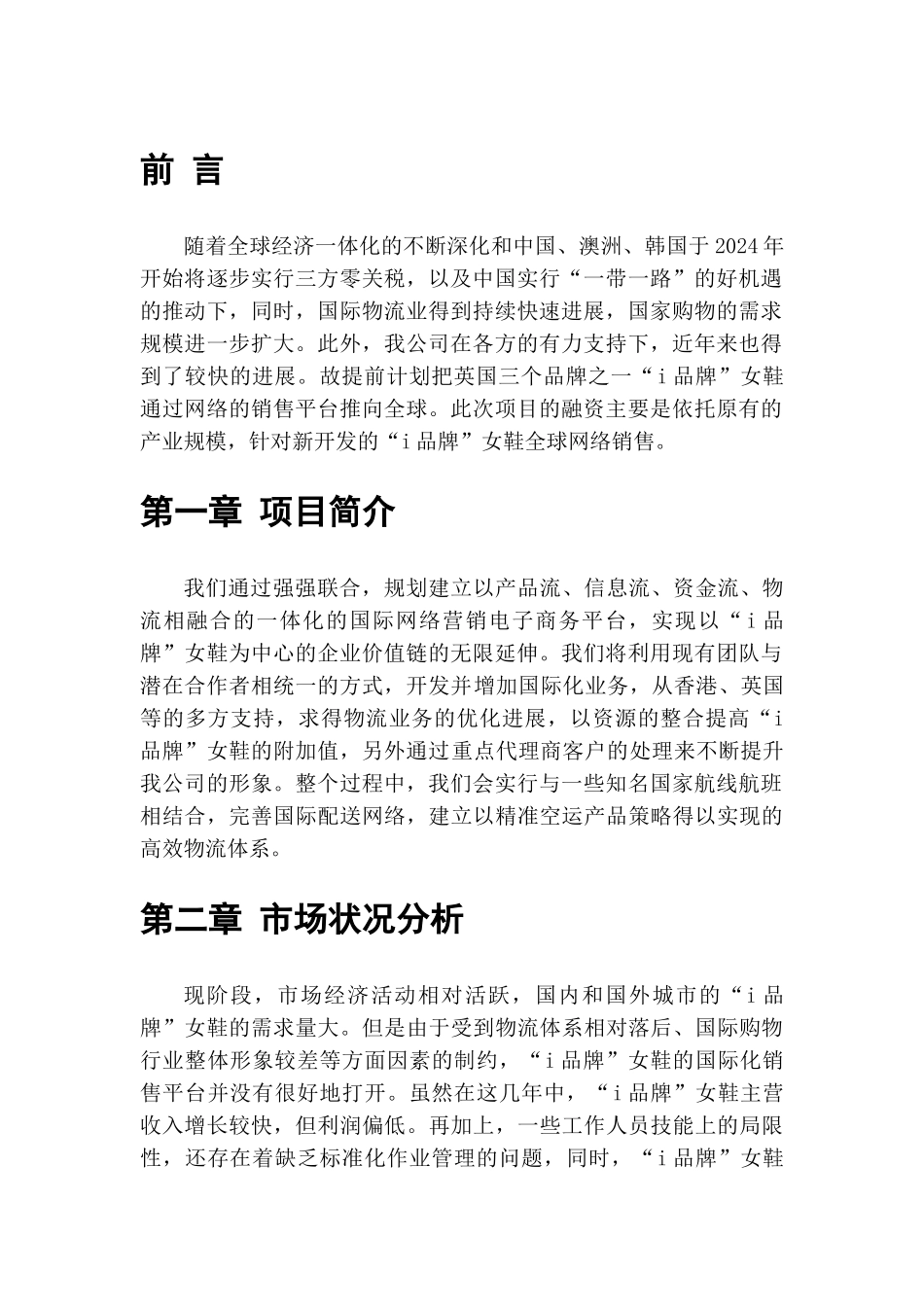 “i品牌”女鞋全球网络销售项目融资计划书_第3页