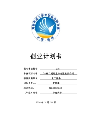 “e畅”网络服务有限责任公司创新创业策划书