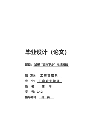 “家电下乡”市场策略探析