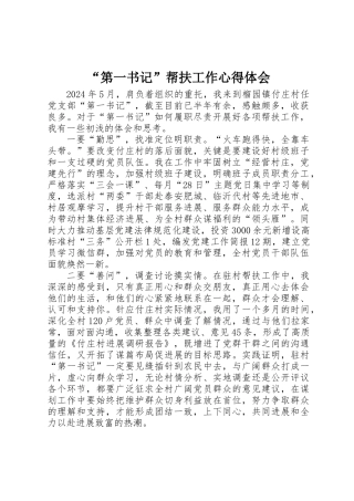 “第一书记”帮扶工作心得体会