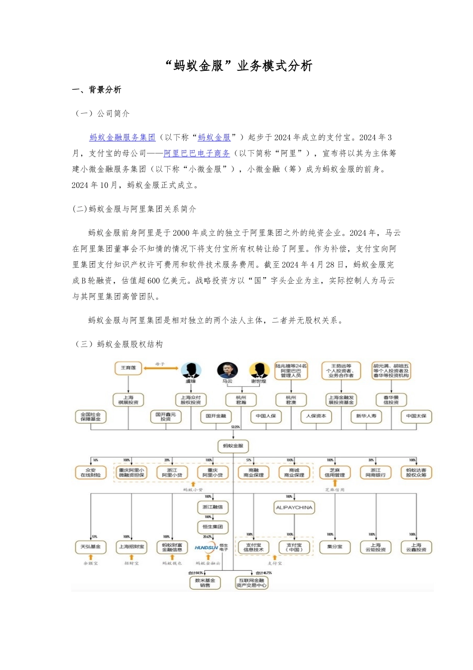 “蚂蚁金服”业务模式分析报告文案_第1页