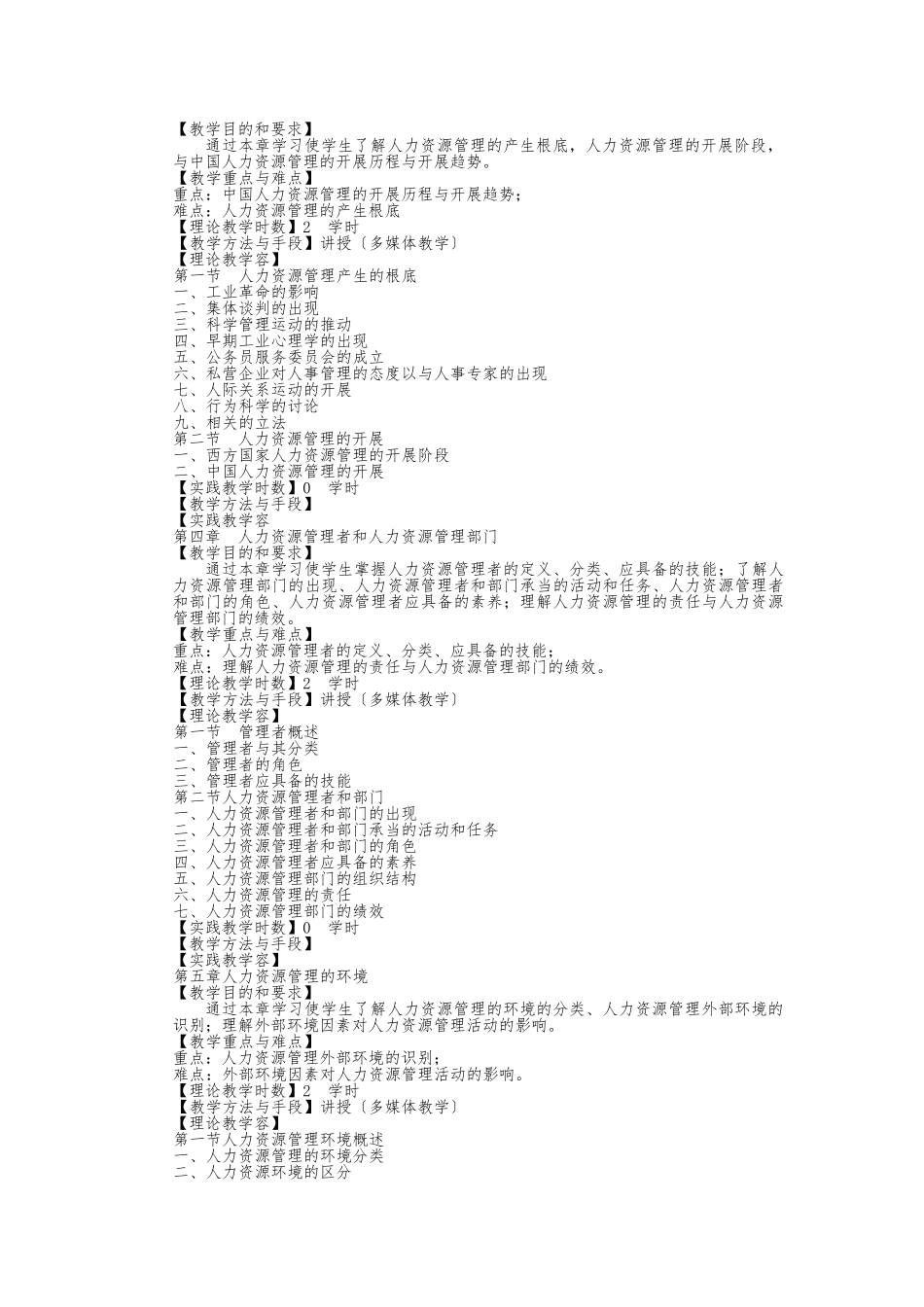 《人力资源管理》课程教学大纲_第3页