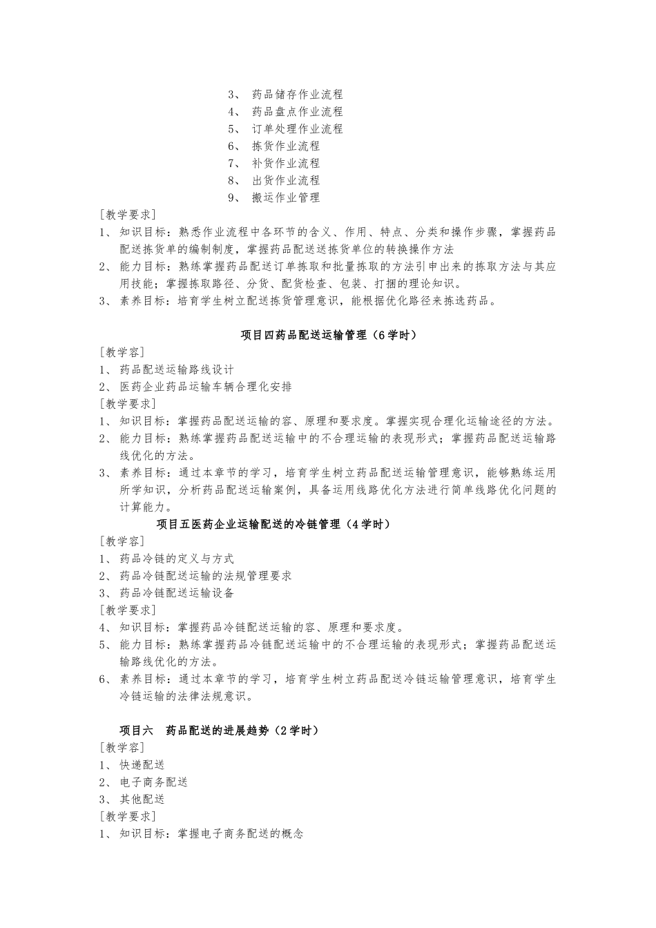 《医药配送管理实务》课程标准_第3页