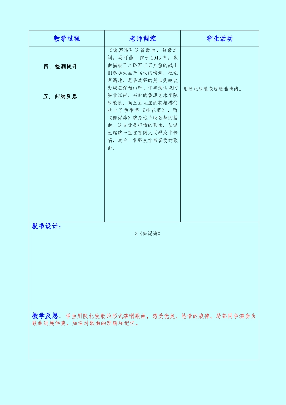《南泥湾》教学设计--六年音乐上_第2页