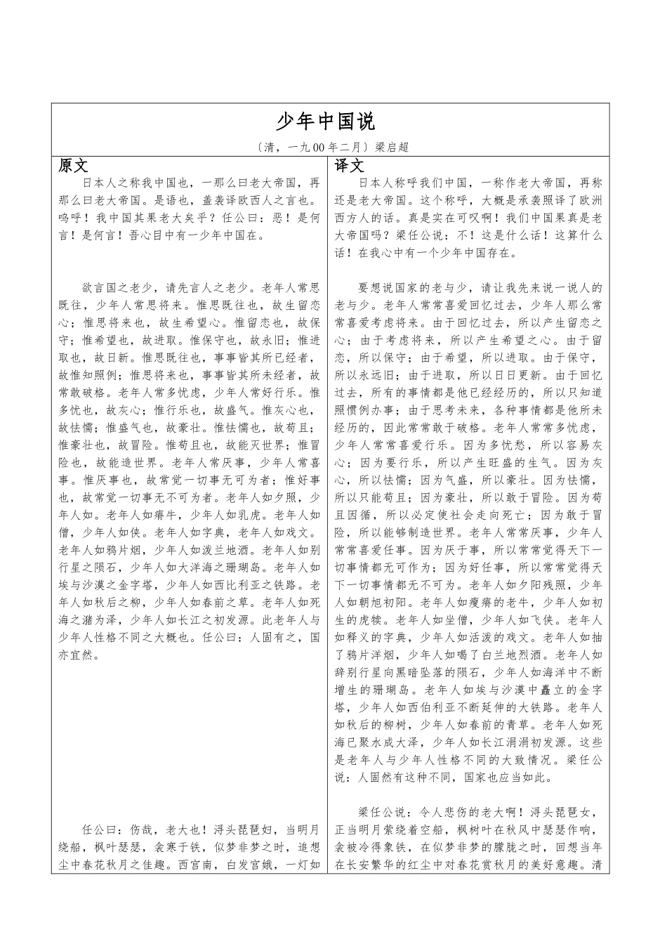 《少年中国说》原文-译文-对照_第1页