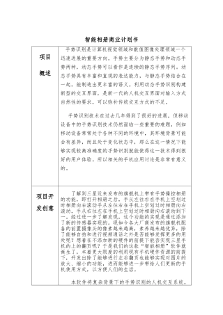 《智能相册》商业实施计划书