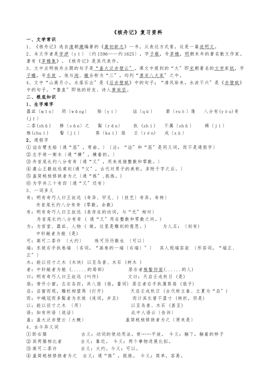 《核舟记》复习资料全_第1页
