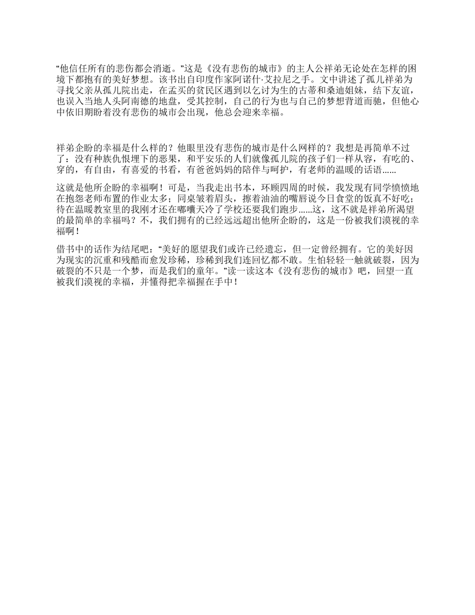 《没有悲伤的城市》读后感_第1页