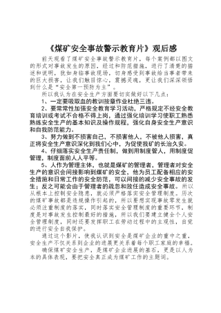 《煤矿安全事故警示教育片》观后感