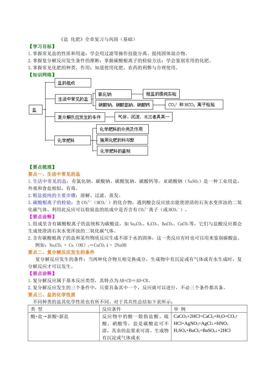 《盐-化肥》全章复习与巩固知识讲解_第1页