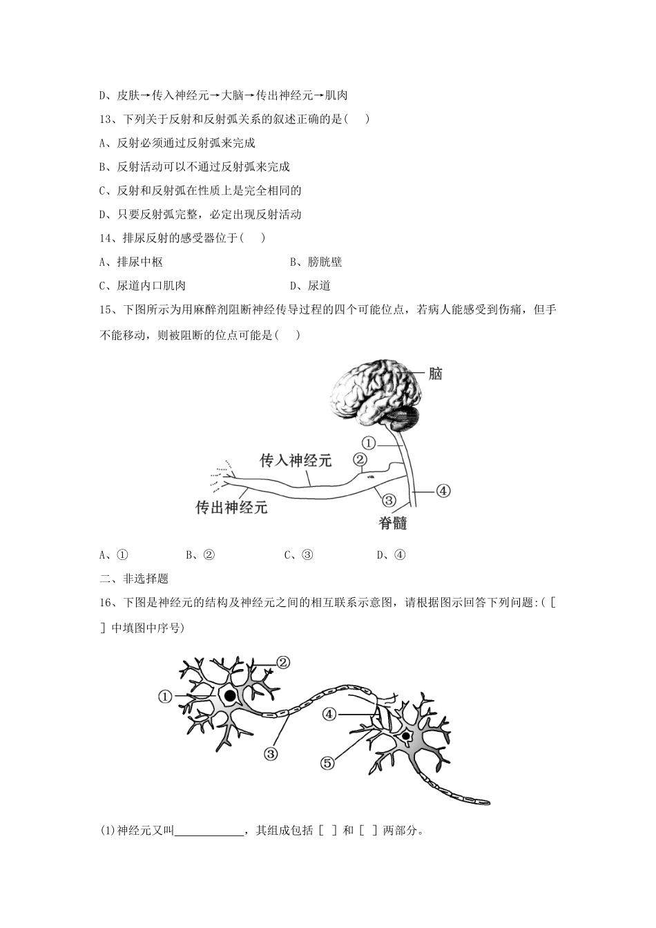 《第1节-人体的神经调节》同步练习2_第3页