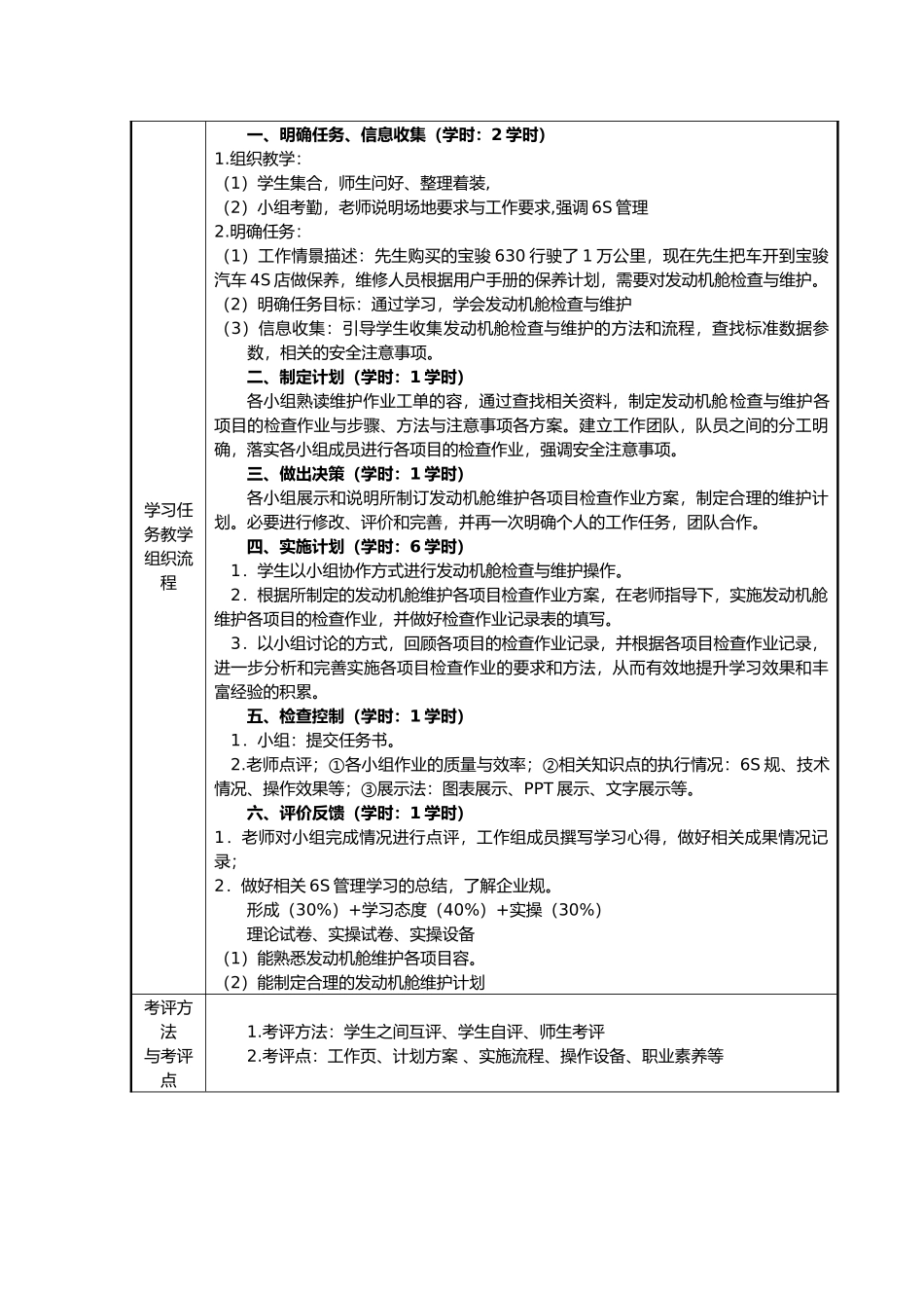 一体化课程教（学）案发动机舱检查与维护_第3页