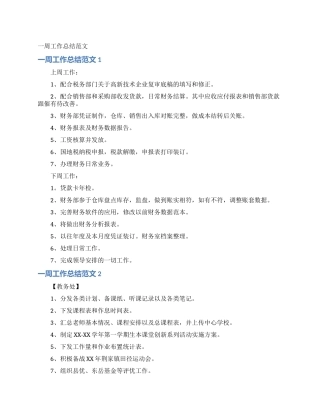 一周工作总结范文