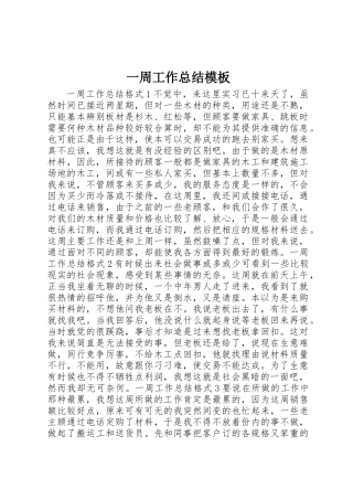 一周工作总结模板