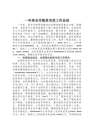 一年来全市脱贫攻坚工作总结