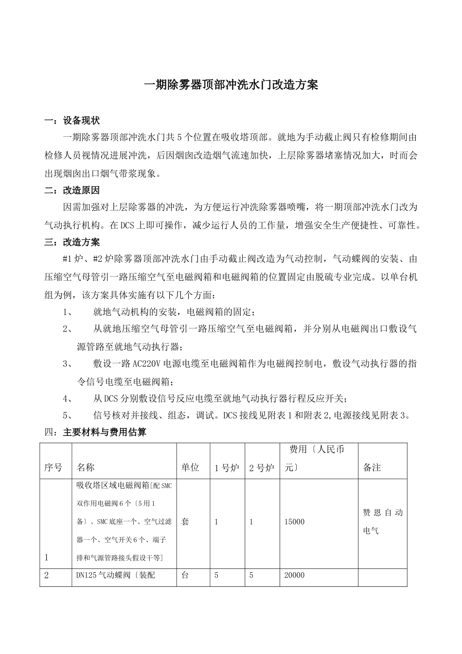 一期除雾器顶部冲洗水门改造方案_第2页