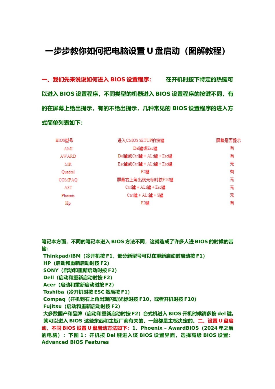 一步步教你如何把电脑设置U盘启动_第1页