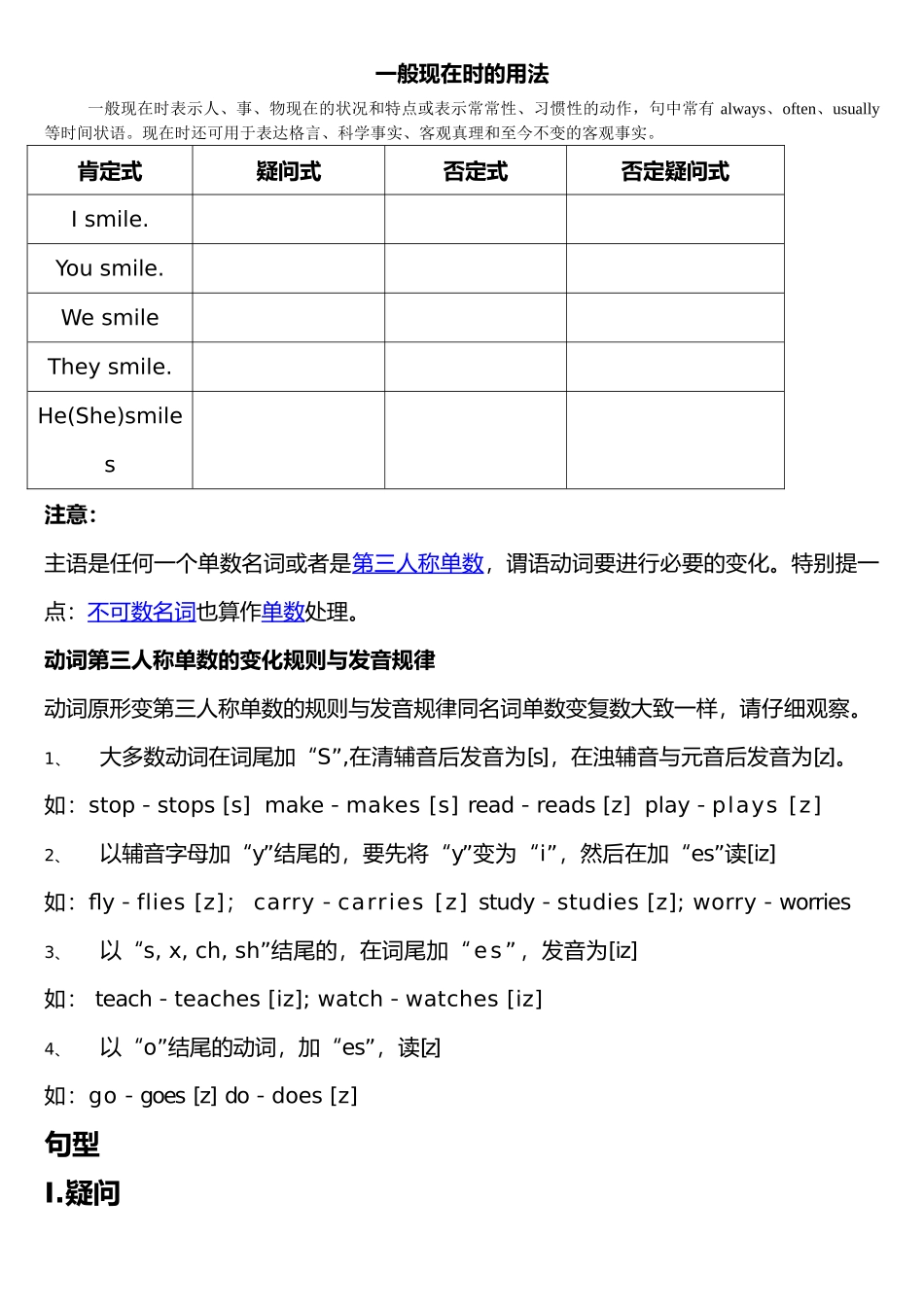 一般现在时的基本用法与练习_第1页