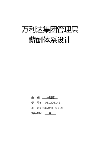 万利达集团管理层薪酬体系设计说明