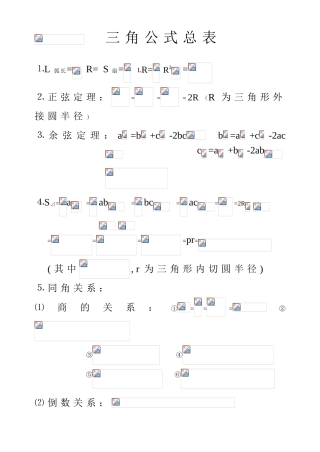 三角公式总表