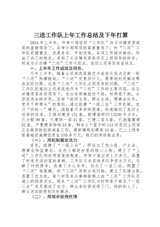 三送工作队上年工作总结及下年打算