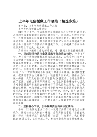 上半年电信援藏工作总结