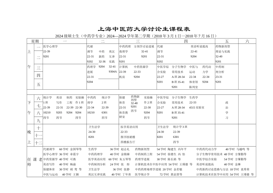 上海中医药大学研究生课程表_第2页
