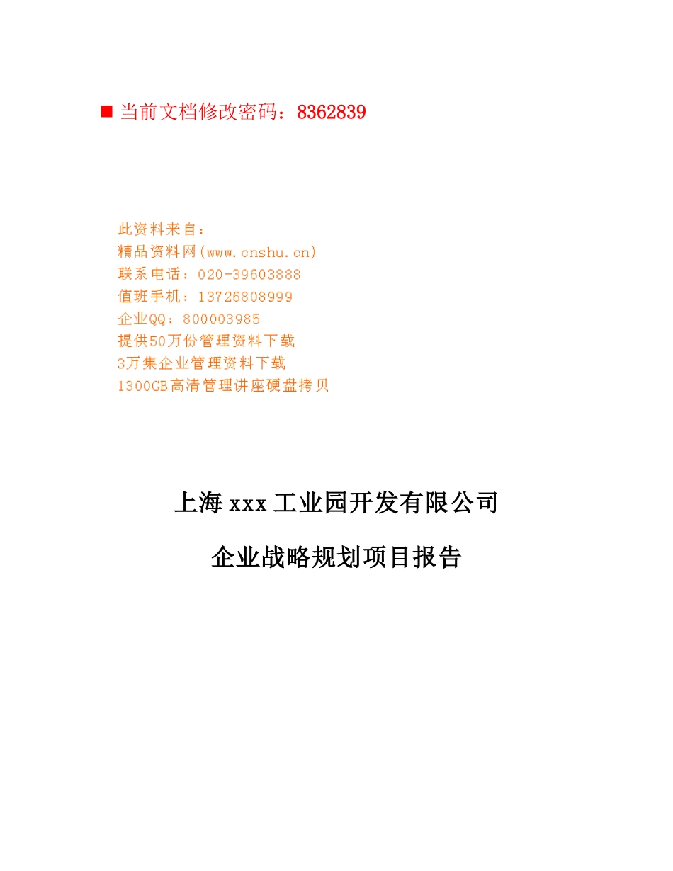 上海某公司战略规划项目报告_第1页