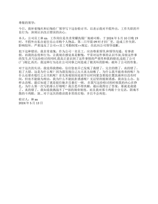 不假外出的检讨书