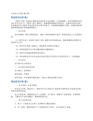 专业实习计划汇编六篇