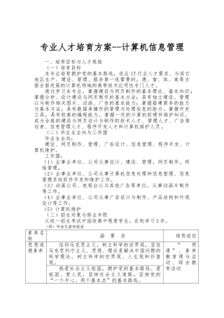 专业人才培养方案_计算机信息管理_