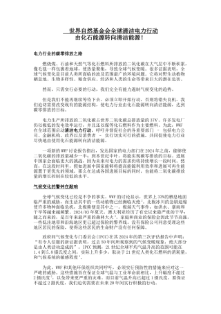 世界自然基金会全球清洁电力行动
