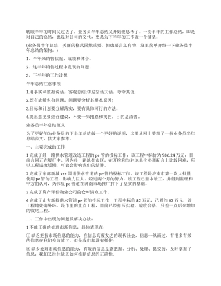 业务员半年总结模板